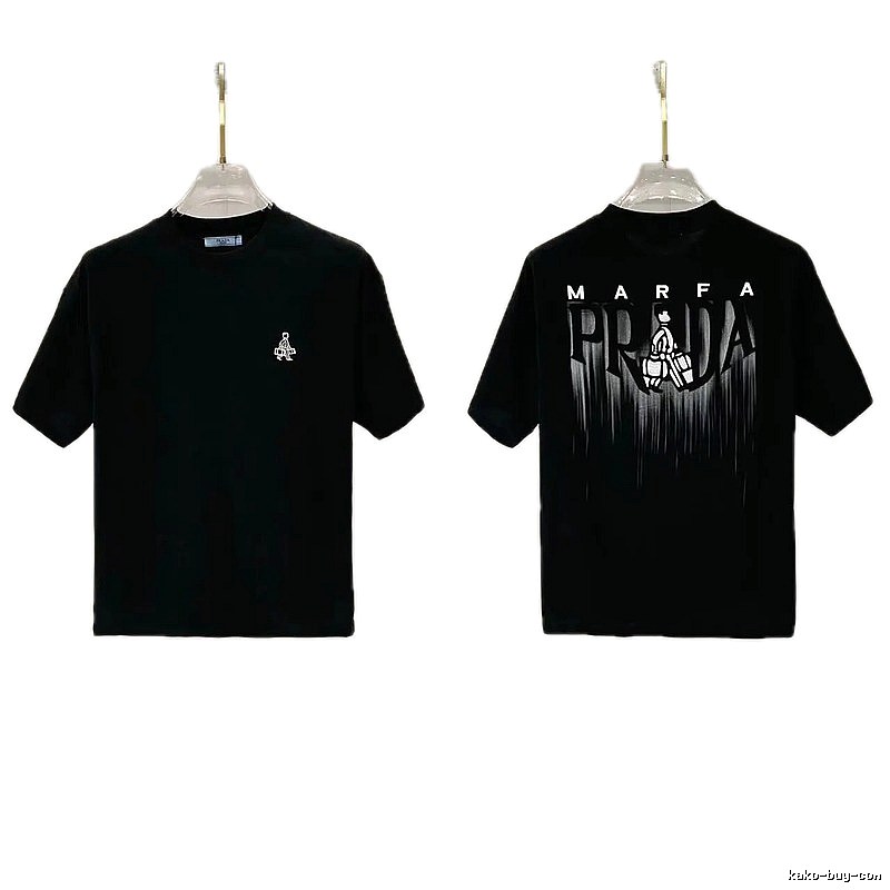 Prada Marfa Streetwear Style Black Short-sleeve T-shirt