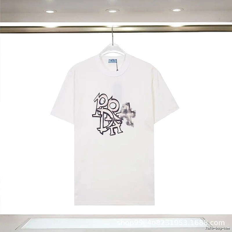 Prada Overlapping Print Street Style White Short Sleeve T-Shirt