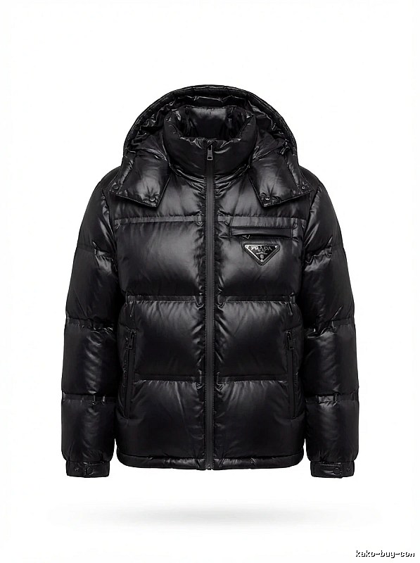 Prada triangle logo black down jacket