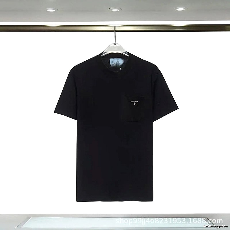 Prada Triangle Logo Minimalist Style Black Short-sleeve T-shirt