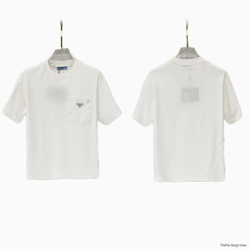 Prada Triangle Logo Minimalist Style White Short-sleeve T-shirt