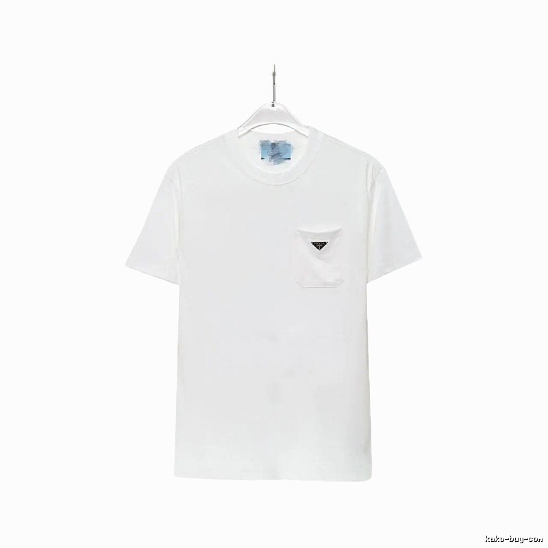 Prada Triangle Logo Minimalist Style White Short-sleeve T-shirt