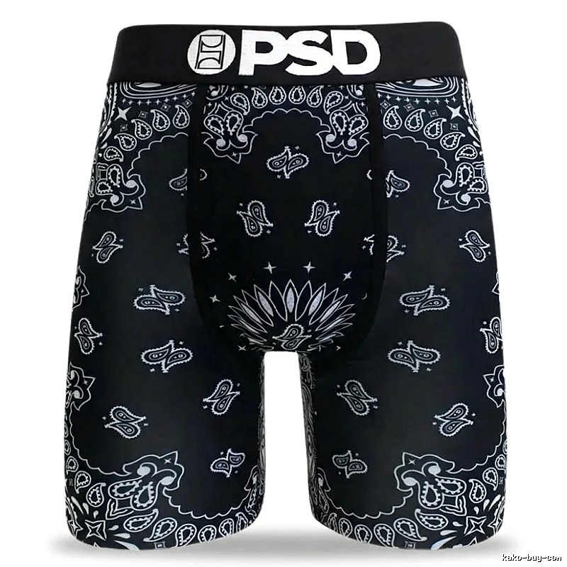 PSD retro-style printed black shorts
