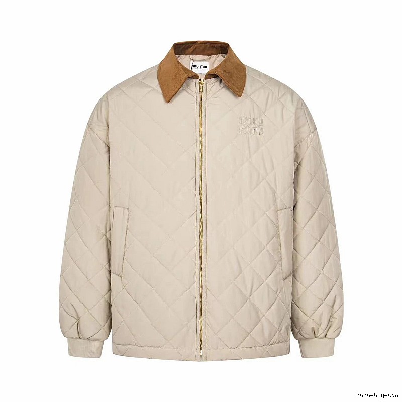 Quilted Collared Jacket with diamond stitching and a contrasting brown collar - Travel