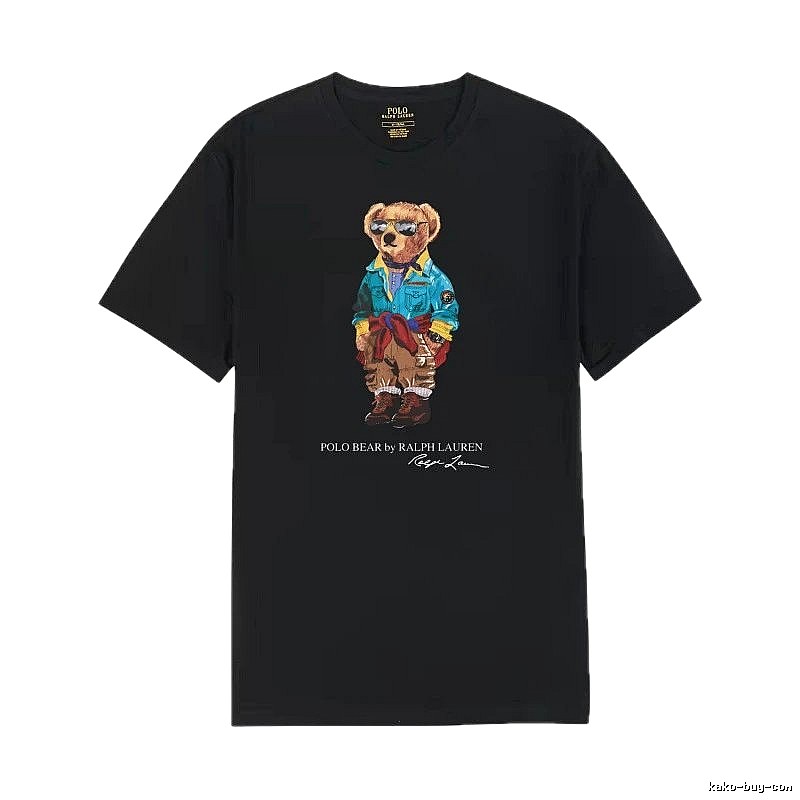 Ralph Lauren bear trendy brand black T-shirt