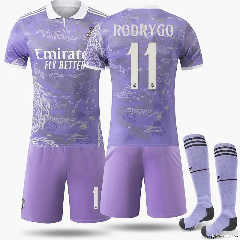 Real Madrid Dragon Pattern Trend Brand Purple Jersey