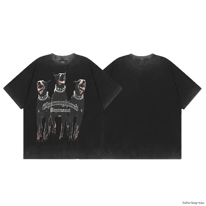 Represent Doberman Print Vintage Style Black Short-sleeve T-shirt