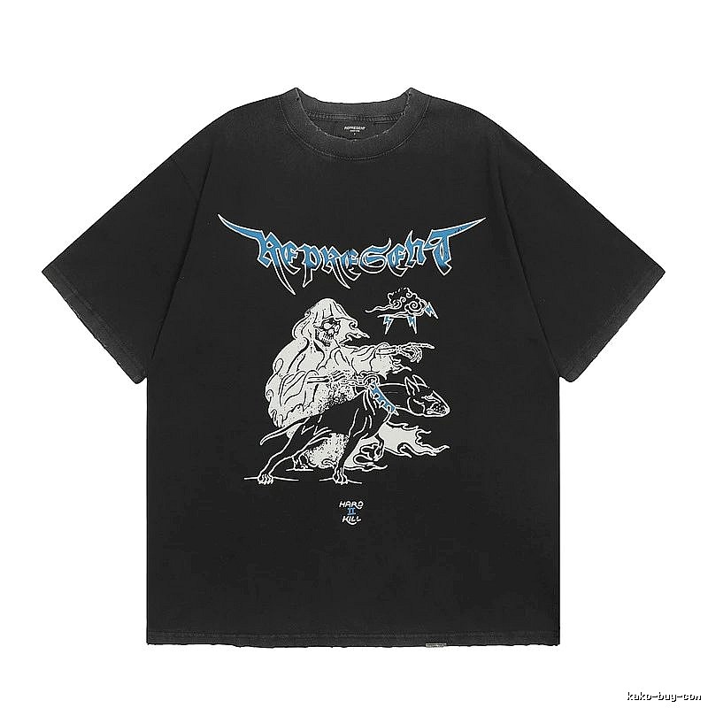 Represent Grim Reaper Print Vintage Style Black T-Shirt