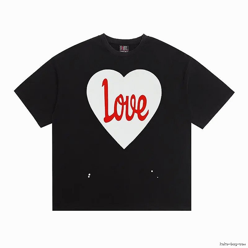 SAINT Heart Print Street Style Black T-Shirt