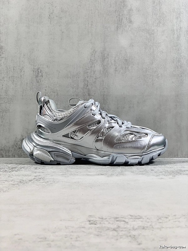 Silver Runner Sneaker by Balenciaga with Silver Layered Runner Side Profile