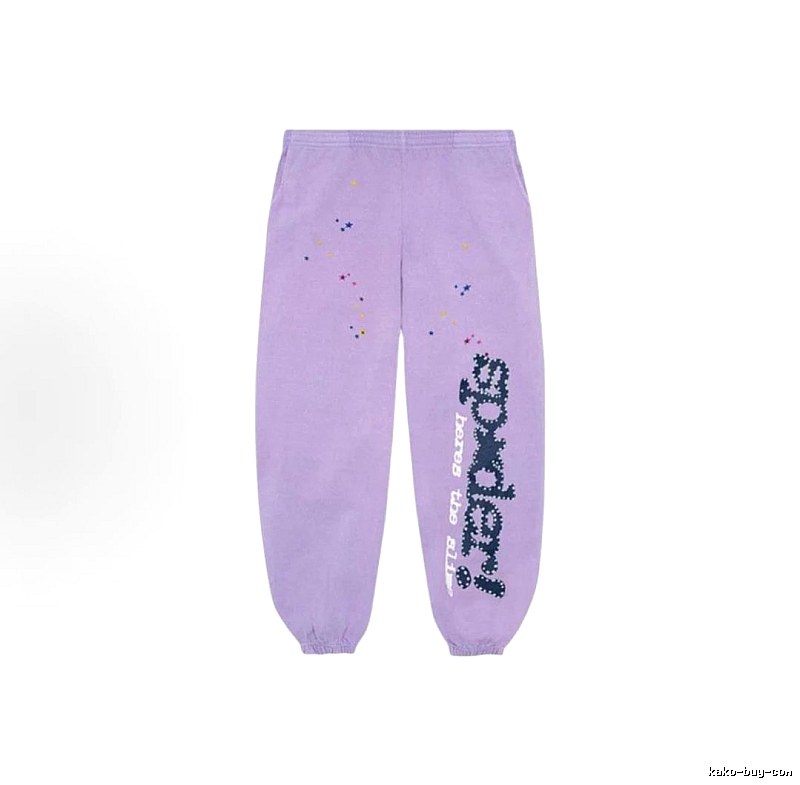 Sp5der Casual Logo Sweatpants - large vertical wordmark and cuffed silhouette