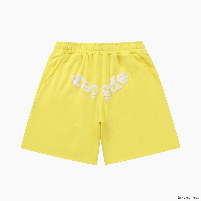 Sp5der casual style yellow shorts