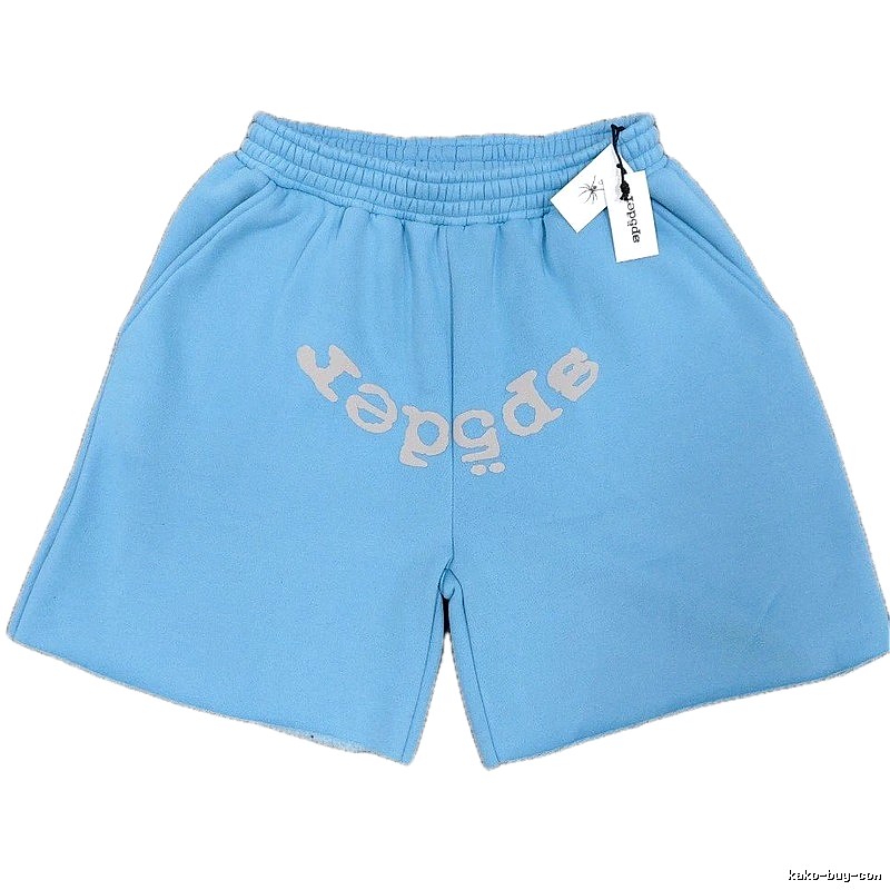 Sp5der Foam Print Street Style Light Blue Shorts