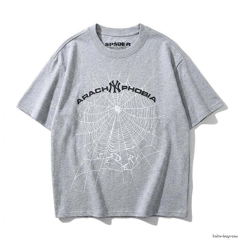 Sp5der Spider Web Trendy Grey T-shirt