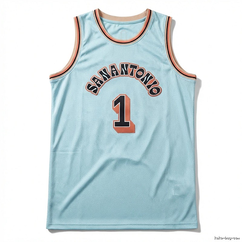 Spurs Wembanyama light blue jersey
