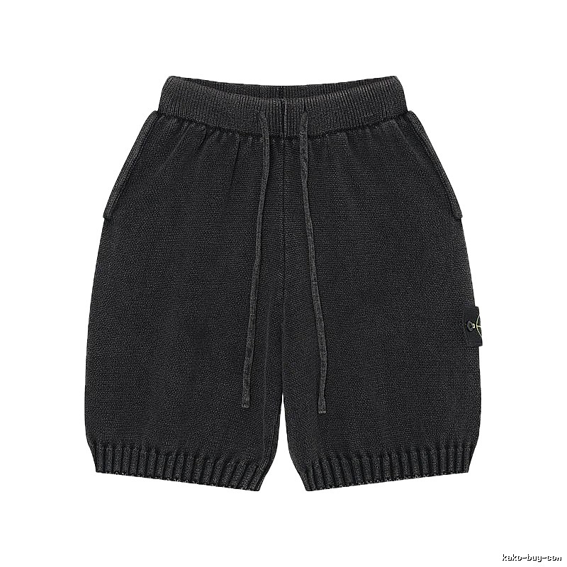 Stone Island Classic Street Style Carbon Black Knit Shorts