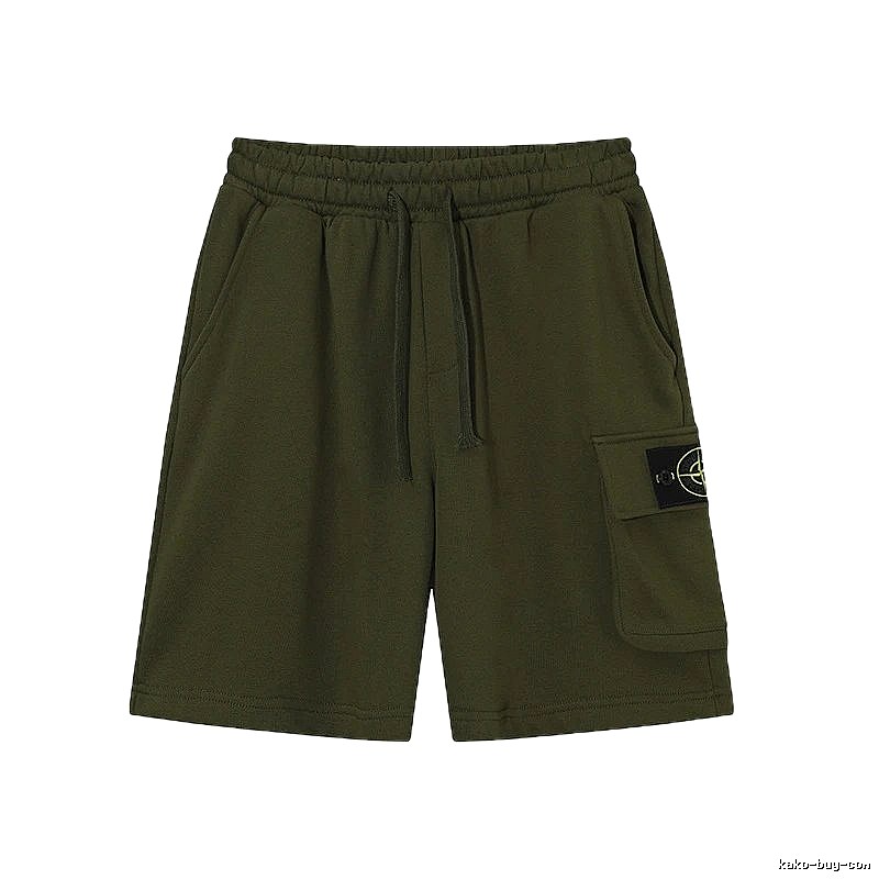 Stone Island Classic Workwear Style Army Green Casual Shorts