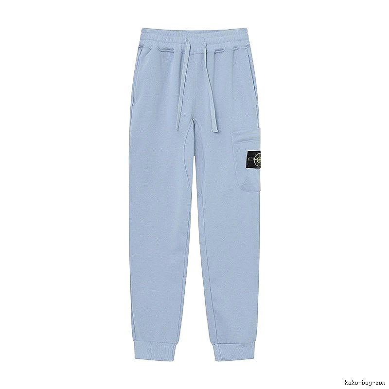 Stone Island Compass Badge Street Style Light Blue Cuffed Jogger Sweatpants