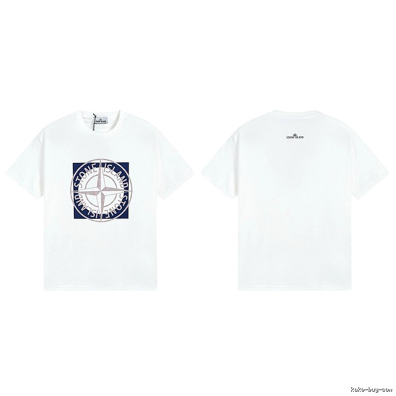 Stone Island Compass Collection Street Style White T-Shirt