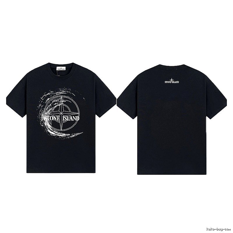 Stone Island Compass Print Street Style Black T-Shirt