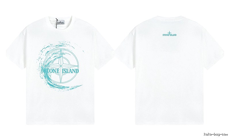 Stone Island Compass Print Street Style White T-Shirt