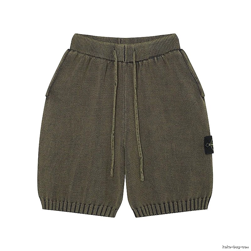 Stone Island Compass Techwear Style Olive Green Knit Shorts