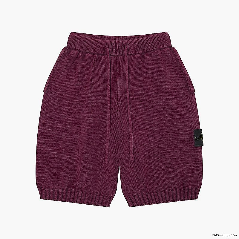 Stone Island Knit Casual Style Burgundy Shorts