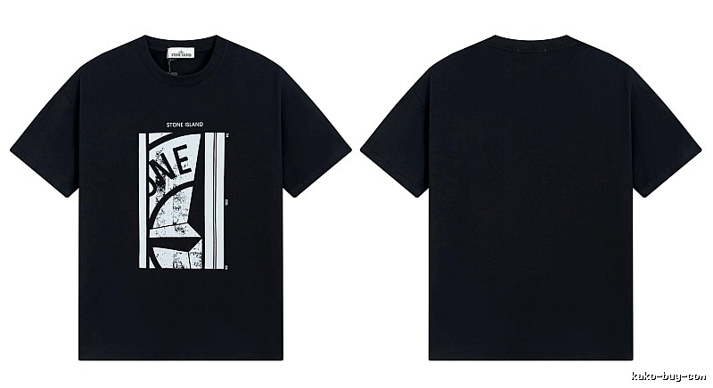 Stone Island Printed Street Style Black T-shirt