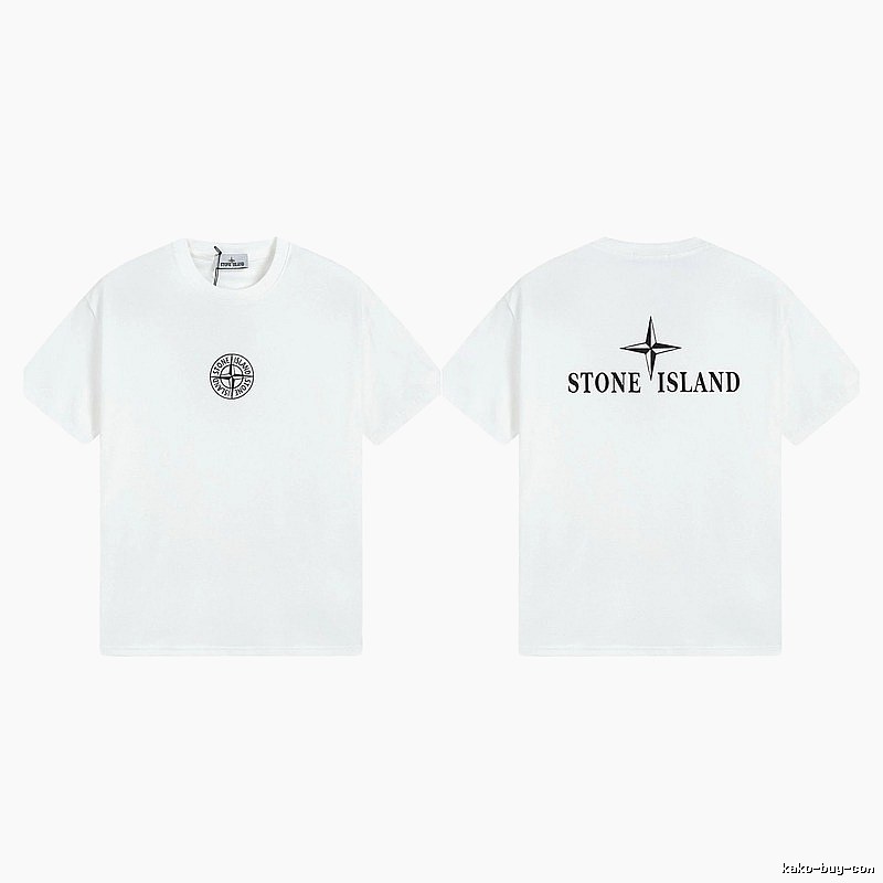 Stone Island Printed Street Style White Short Sleeve T-shirt