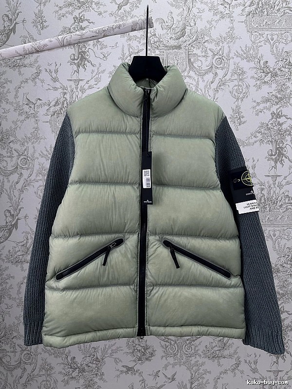 Stripe Striped Puffer Jacket with ThomBrowne Branding