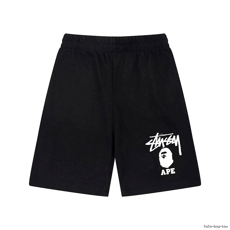 St眉ssy ape head style black shorts