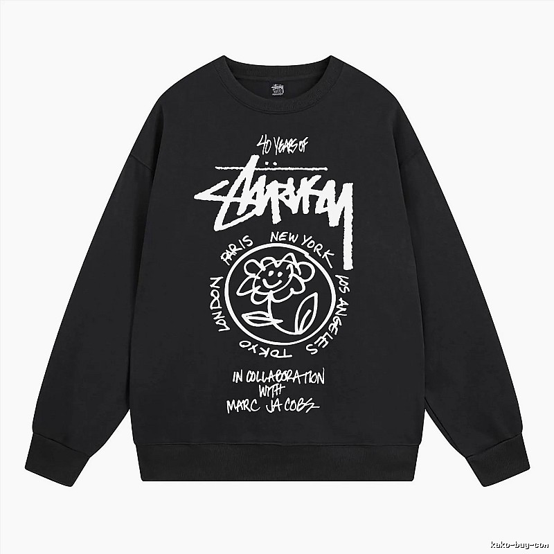 Stussy Black Style 539 Graphic SweatShirt Campus Look