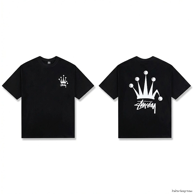 Stussy Crown Trendy and Cool Style Black T-shirt