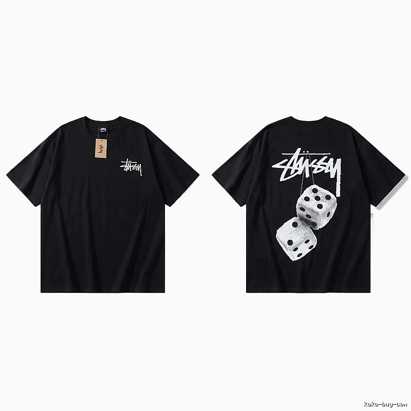 Stussy Dice Trendy and Cool Style Black T-shirt