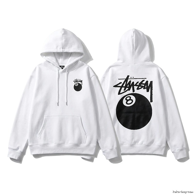 Stussy Eight Ball Series White Streetwear Hoodie