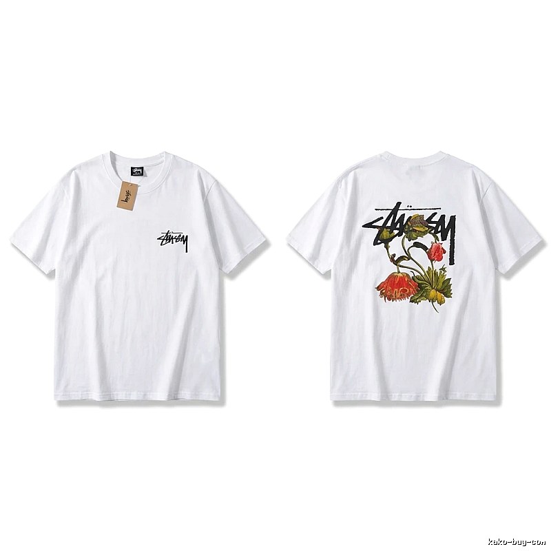 Stussy Floral Print White T-Shirt