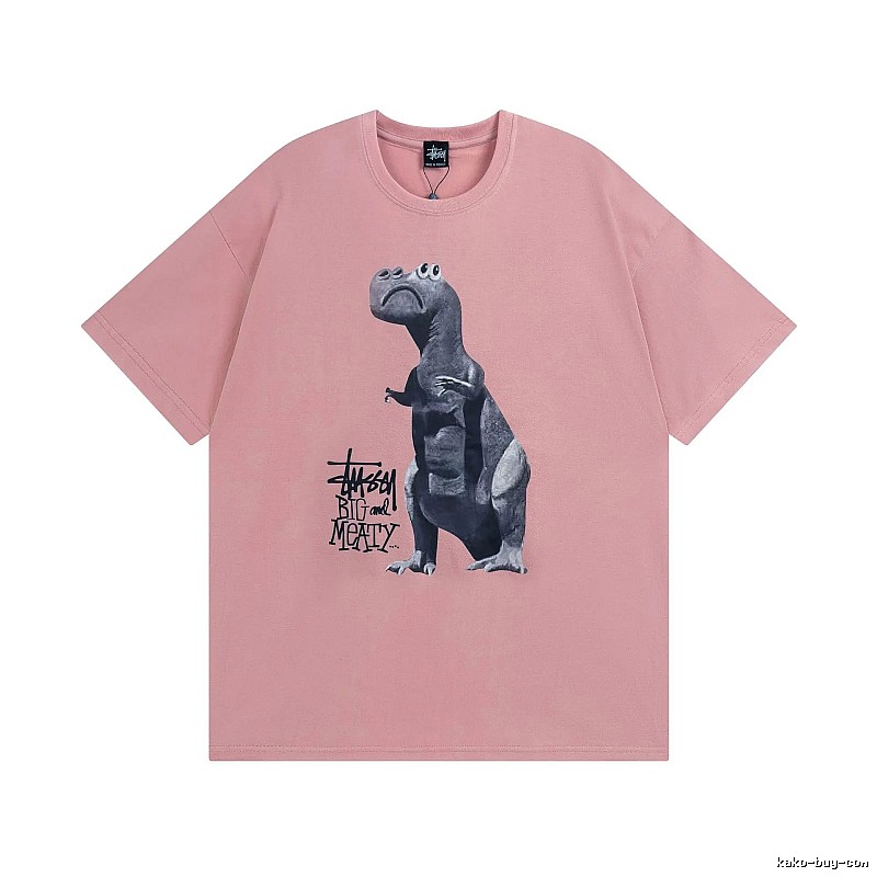 Stussy Pink Spider Graphic T-Shirt Easy Pairing Logo