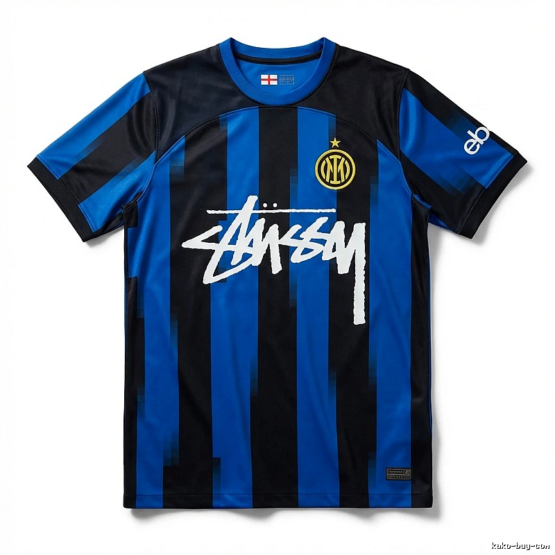 Stussy striped sporty blue and black T-shirt