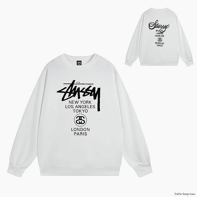 Stussy White Style 541 Graphic SweatShirt Coffee Run