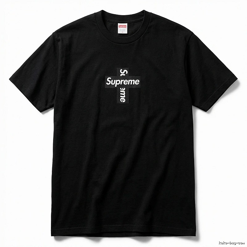 Supreme Cross Trendy brand Black T-shirt