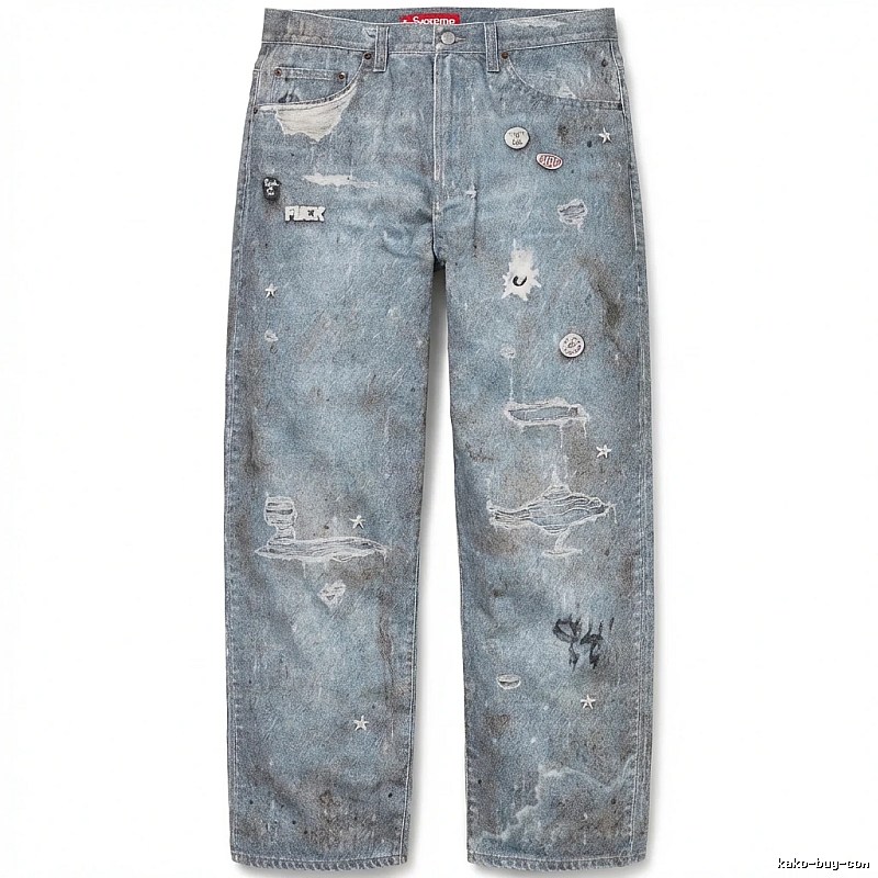 Supreme distressed light blue jeans