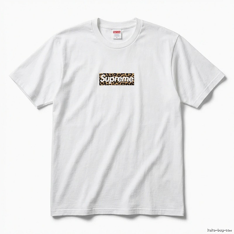 Supreme leopard - print style white T - shirt
