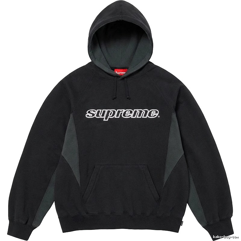 Supreme patchwork-style black hoodie