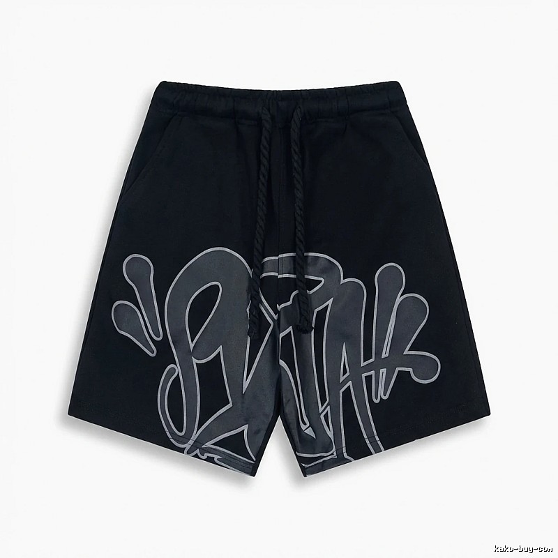 SynaWorld Graffiti-style Black Shorts