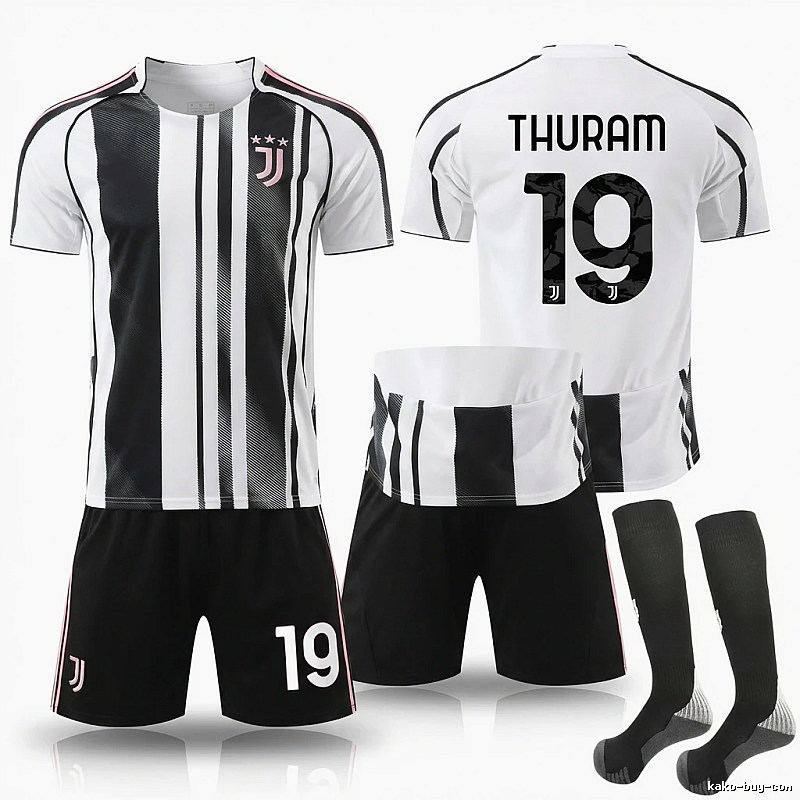 The black and white striped football jersey of Juventus.
