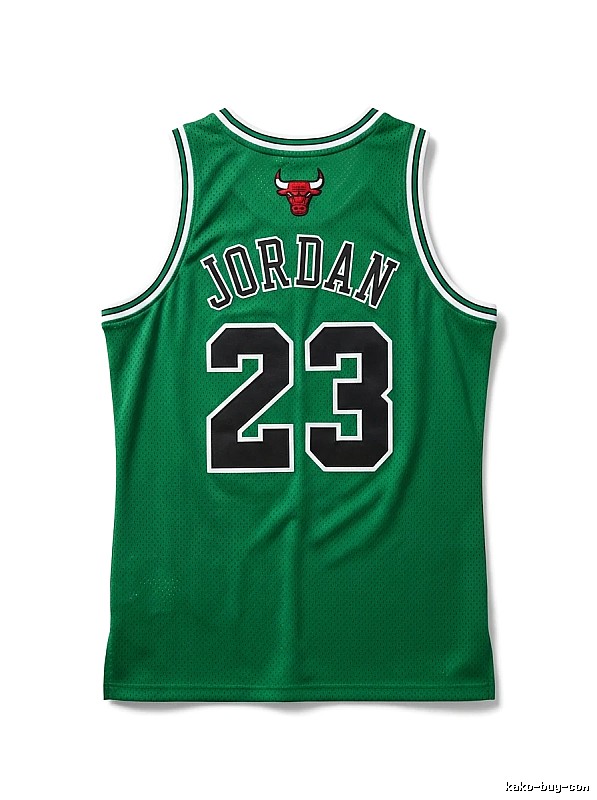 The green jersey with the number 23 of Michael Jordan