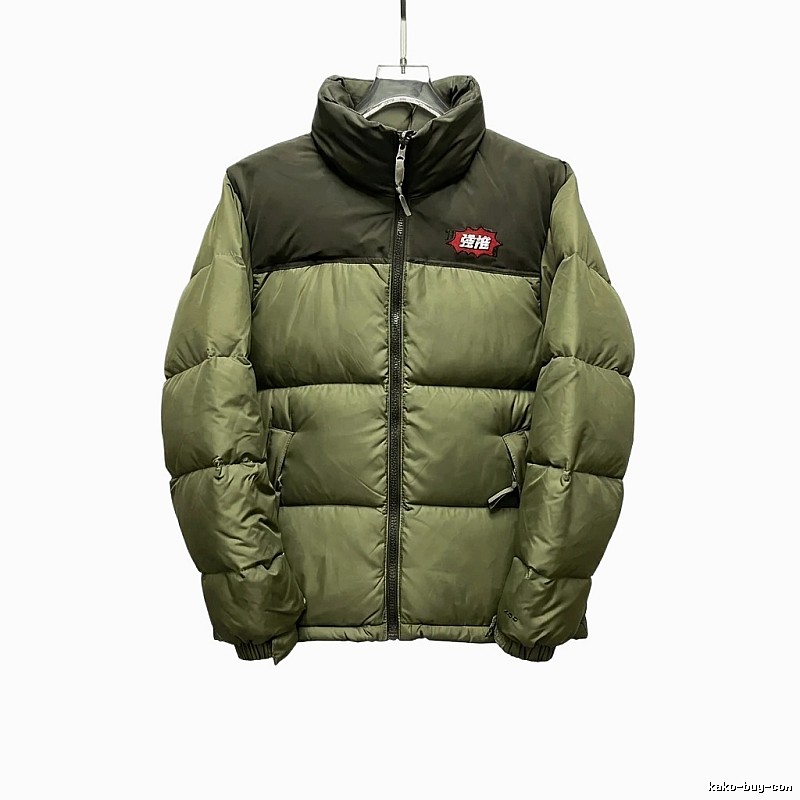 The North Face double - color green down jacket