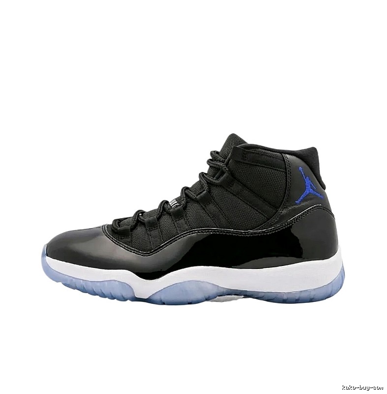 The trendy and cool black and blue Air Jordan 11 basketball shoes