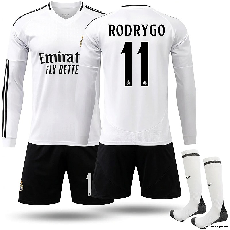 The white jersey of Rodrygo from Real Madrid.