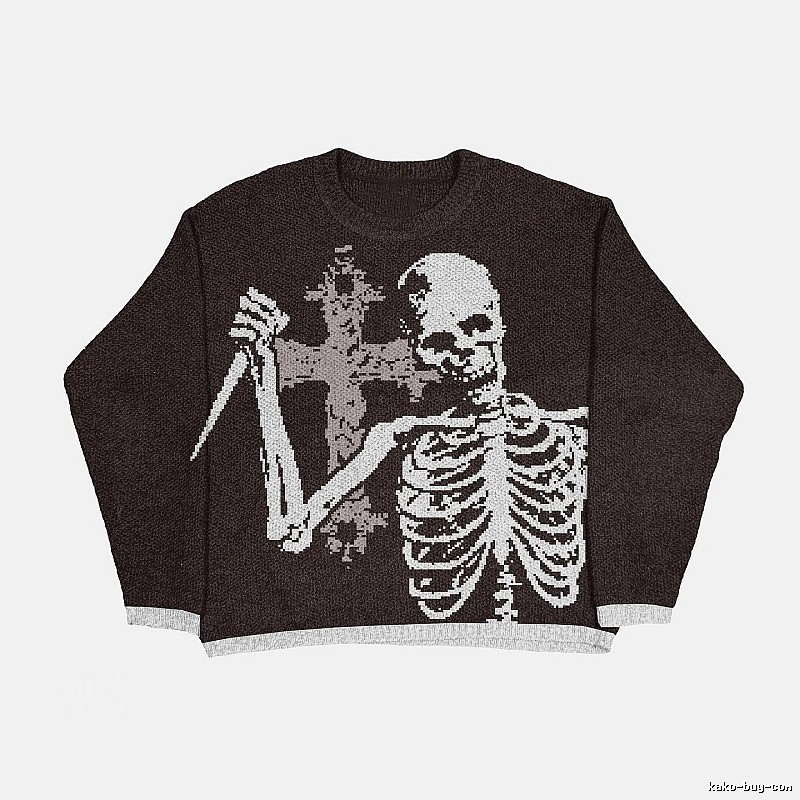 Travel Anime graphic sweater Black Knit Top with Modern Look